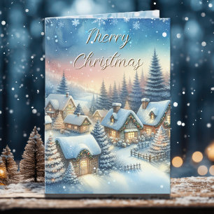 Whimsical Village Personalised Christmas Holiday Card