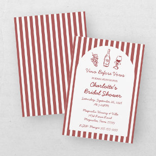 Whimsical Vino Before Vows Burgundy Bridal Shower Invitation