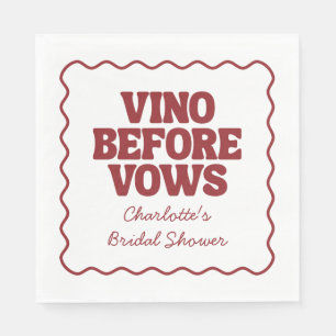 Whimsical Vino Before Vows Burgundy Bridal Shower Napkin