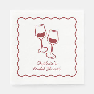 Whimsical Vino Before Vows Burgundy Bridal Shower Napkin