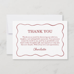 Whimsical Vino Before Vows Burgundy Bridal Shower Thank You Card