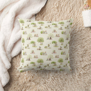 Whimsical Vintage Animals Picnic Nursery Cushion