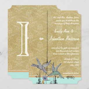Whimsical Vintage Bird Cage Wedding Invitations