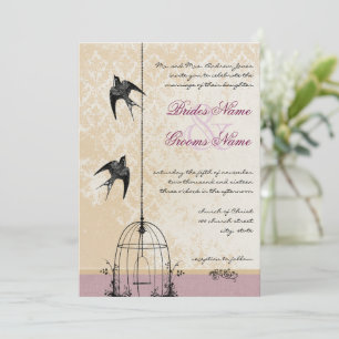 Whimsical Vintage Bird Cage Wedding Invitations