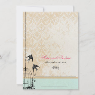 Whimsical Vintage Bird Cage Wedding Invitations