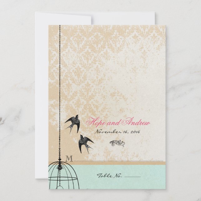 Whimsical Vintage Bird Cage Wedding Invitations (Front)