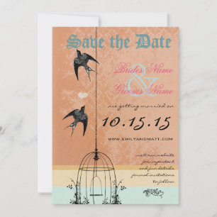Whimsical Vintage Bird Cage Wedding Save the Date Invitation
