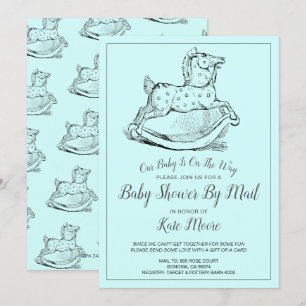 Whimsical Vintage Blue Boy Baby Shower By Mail Invitation