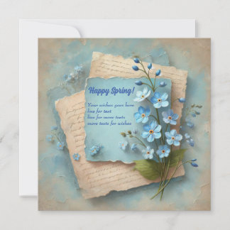 Whimsical vintage blue forget me not flowers holiday card
