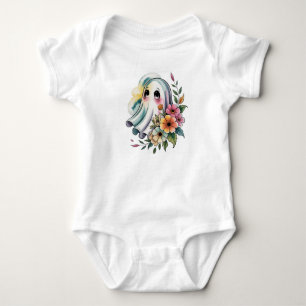 Whimsical Vintage Boho Ghost, Halloween Ghost, Baby Bodysuit