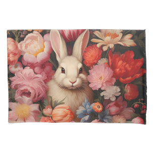 Whimsical Vintage Bunny Spring Blooms Pillowcase
