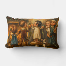 Whimsical Vintage Christmas Elves Oil Painting