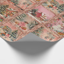 Whimsical Vintage Christmas Pink Pattern