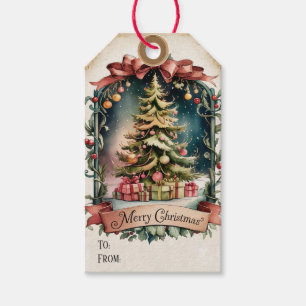 Whimsical Vintage Christmas Tree Christmas Gift Tags