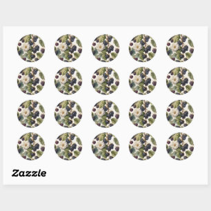 Whimsical Vintage Elegance of Blackberry & Blooms Classic Round Sticker