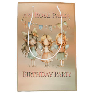Whimsical Vintage Fairies Girl Birthday Party Medium Gift Bag