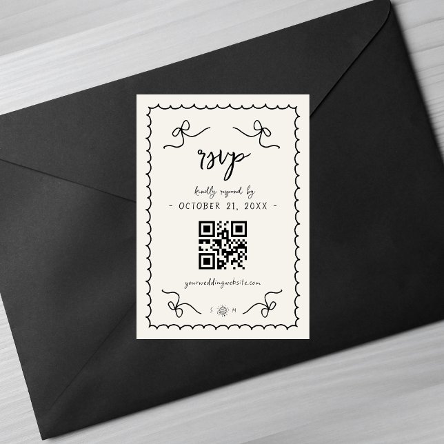 Whimsical Vintage French Wedding QR Code RSVP Card (Creator Uploaded)