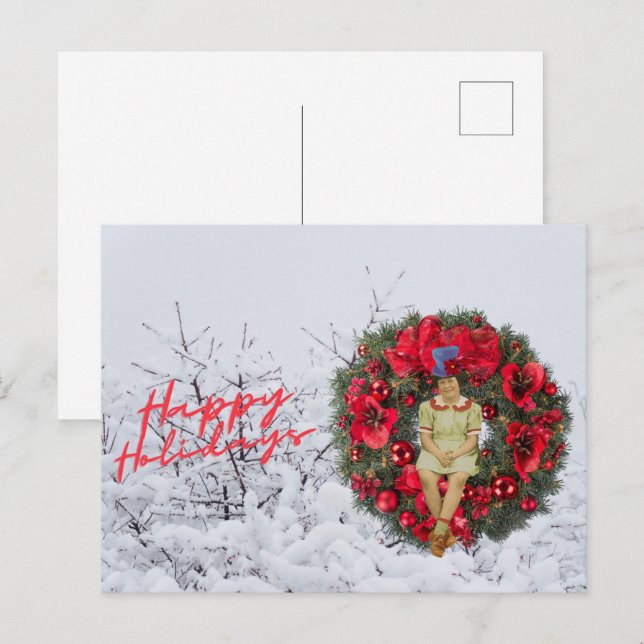 Whimsical Vintage Girl Christmas Holiday  (Front/Back)