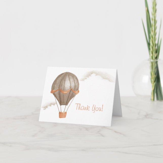 Whimsical Vintage Hot Air Balloon Thank You Card (Front)