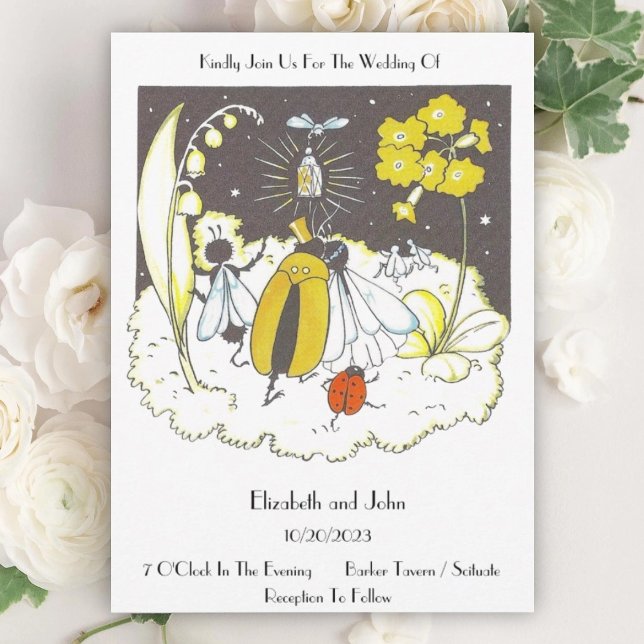 Whimsical Vintage Illustration Wedding Invitation (Creator Uploaded)