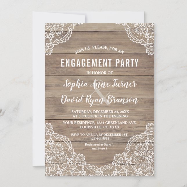 Whimsical Vintage Lace Old Barn Engagement Party Invitation (Front)