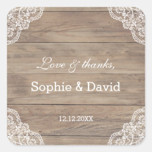 Whimsical Vintage Lace Old Barn Wedding Square Sticker
