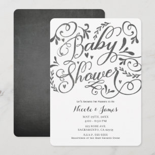 Whimsical Vintage Lettering Chalk Baby Shower Invitation