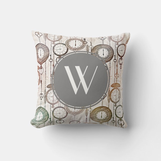 Whimsical Vintage Pocket Watches - Personalised Cushion (Front)