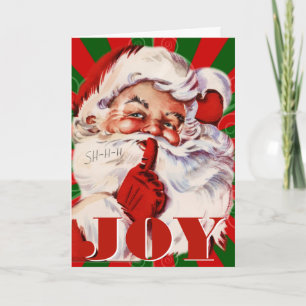 Whimsical Vintage Santa and Joy Custom Christmas Holiday Card