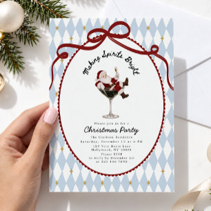 Whimsical Vintage Santa Christmas Party Invitation