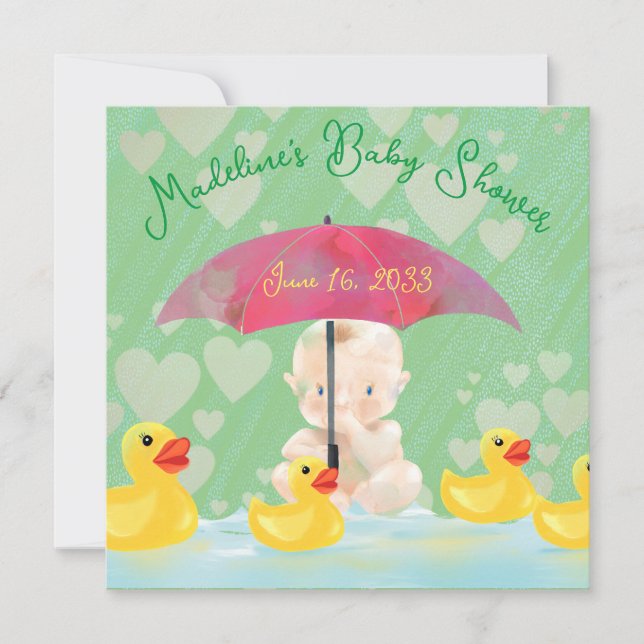 Whimsical Vintage Umbrella Baby Shower Invitation (Front)
