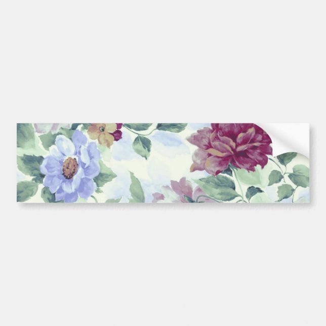 Whimsical Vintage Victorian Roses Bumper Sticker (Front)