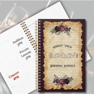 Whimsical Vintage Violin Rehearsal Schedule Log Planner