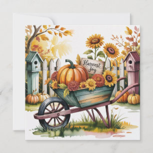 Whimsical Vintage Wheelbarrow of Fall Harvest,