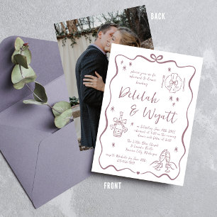 Whimsical Vows   Hand Drawn Doodles   Rehearsal Invitation