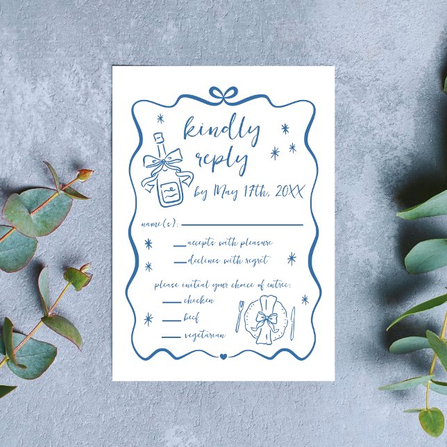 Whimsical Vows | Hand Drawn Doodles | Wedding RSVP Card (Creator Uploaded)
