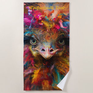 Whimsical Wackadoodle Colorful Bird Charm Beach Towel