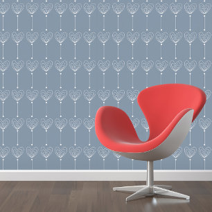 Whimsical Walls: White Doodle Hearts Peel & Stick Wallpaper