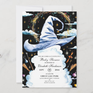 Whimsical Wand Wizard Hat Baby Shower Invitation