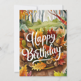 Whimsical Warm Season Autumn Fall Happy Birthday Card