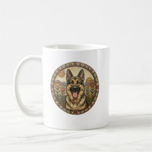 Whimsical Watchdog: German Shepherd Naive Art Coffee Mug