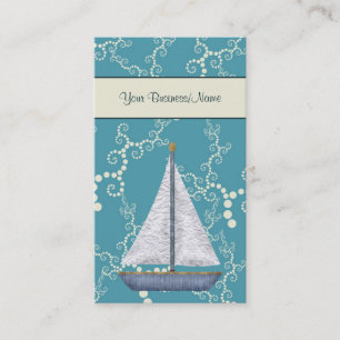 Whimsical Water and Sailboat Nautical Business Card