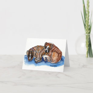 whimsical watercolor 2 Boxers & upbeat saying Thank You Card