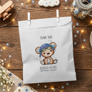 Whimsical Watercolor Aeroplane Pilot Teddy Bear Favour Bags