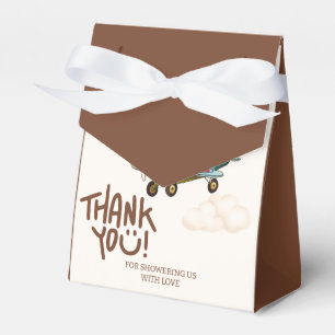 Whimsical Watercolor Aeroplane Teddy Bear Thank yo Favour Box