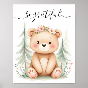 Whimsical Watercolor Baby Skunk Woodland Nursery Poster