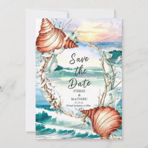 Whimsical Watercolor Beach Wedding Save The Date