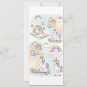 Whimsical Watercolor Birthday Unicorn with Balloon