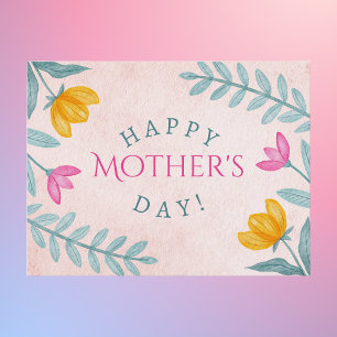 Whimsical Watercolor Bloom Mother’s Day Postcard