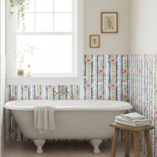 Whimsical Watercolor Blue Green Decorative Tile